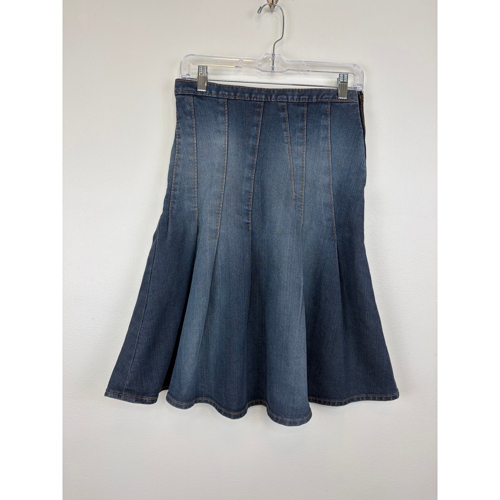 Moschino Cheap and Chic Denim Skirt Made in Italy Flared Midi Size 8